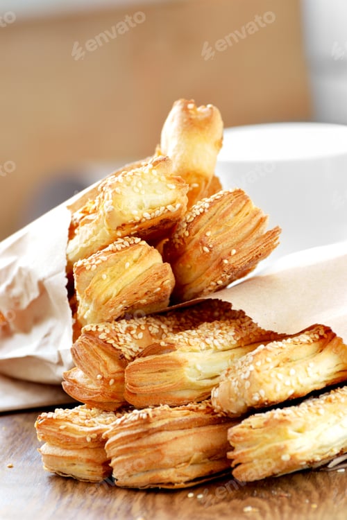 Preview: A delicious bread for breakfast on a wooden table
