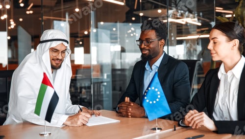 Preview: Diplomatic negotiations between countries in the office
