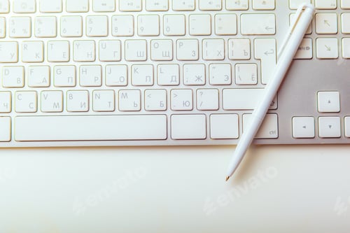 Preview: Close up image of computer office keyboard on a white background