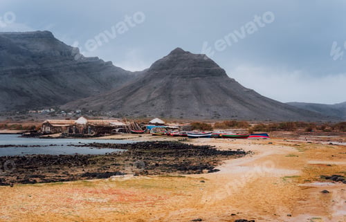 Preview: Baia Das Gatas. North of Calhau, Sao Vicente Island Cape Verde. Mysterious landscape of sandy
