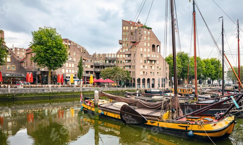 Preview: City river marina with sailboats, background, wallpaper.