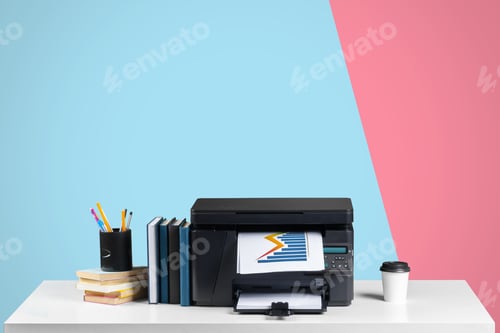 Preview: Printer, copier, scanner. Office table