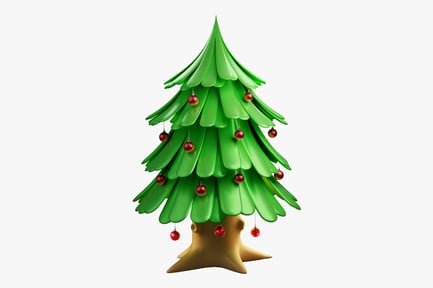 Preview: Cute Christmas Tree And Ornament Baubles 3D Model