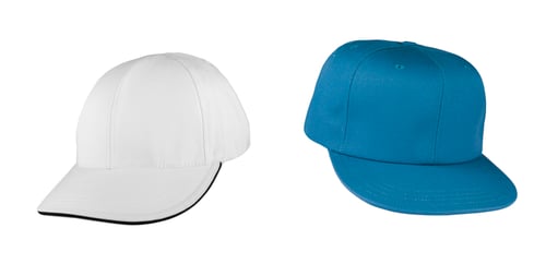 Preview: white and blue baseball caps isolated on white