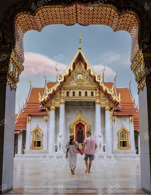 Preview: Wat Benchamabophit temple in Bangkok Thailand, The Marble temple in Bangkok