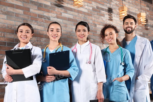 Preview: Team of medical workers in hospital. Unity concept