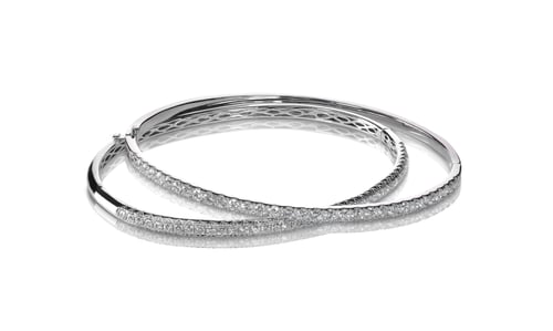 Preview: Set of diamond channel set bangle bracelets silver or white gold