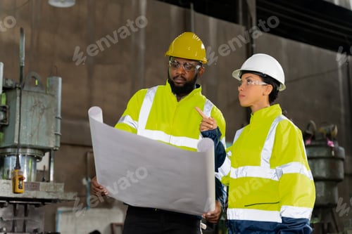 Preview: African male chief engineer Working in the old factory