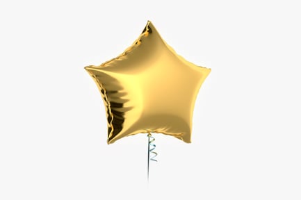 Visualização: Modelo 3D realista de balão Mylar em forma de estrela