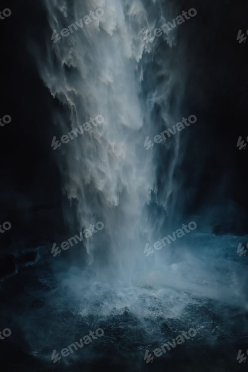 Preview: Beautiful view of a mysterious waterfall in the dark