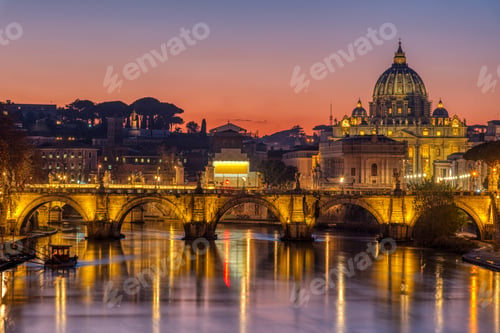 Preview: The Tiber river and St. Peters Basilica