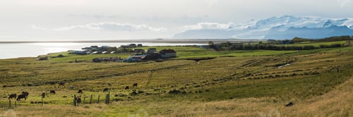 Preview: Hali, a small village 13km from Jokulsarlon, with Vatnajokull Glacier behind, Iceland, Europe