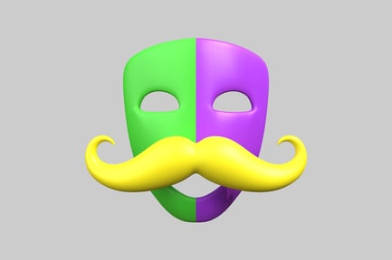 Preview: Mardi gras mask with moustache