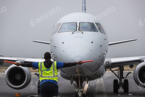 Preview: Closeup shot of a white airplane landed in the airport