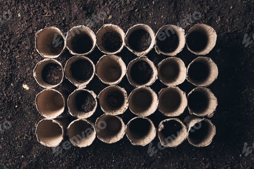 Preview: Biodegradable peat pot on greenhouse compost humus soil