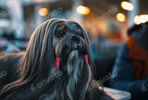 Visualização: Portrait of cute dog prepared for exhibition