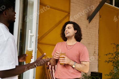 Preview: Joyful moments shared between a loving gay couple during a cozy cafe date