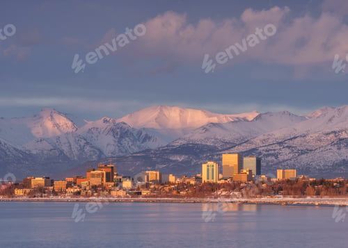 Preview: Anchorage Alaska view at golden hour