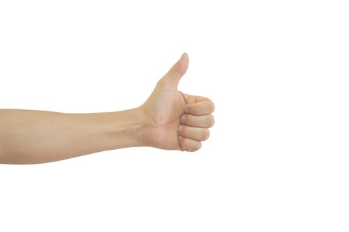 Preview: Raise your thumb isolated on white background with clipping path.