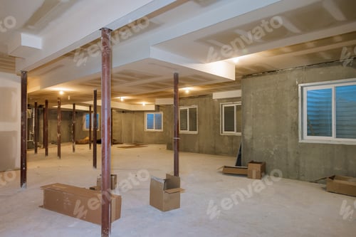 Preview: Basement framing construction interior frame of a new house