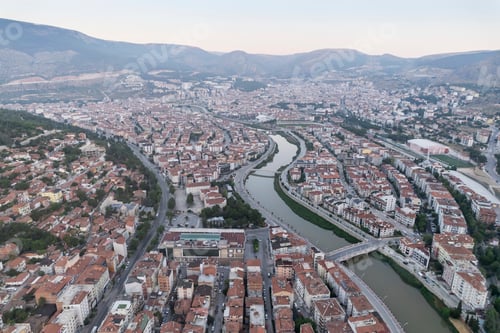 Preview: Old Ottoman houses view by the Yesilirmak River in Amasya City