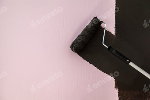 Preview: painting a wall in black color