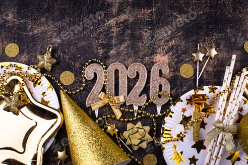 Preview: 2026 New year background with golden decoration