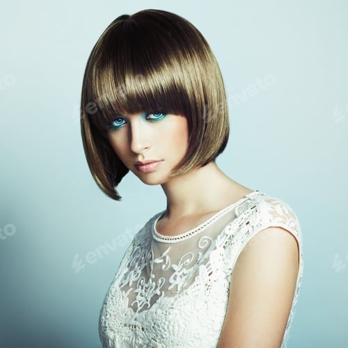 Preview: Portrait of beautiful sensual woman with elegant hairstyle