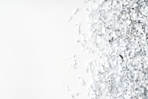 Preview: Shredded paper on white background close up