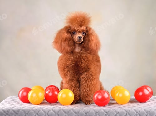 Preview: Poodle playing with balls
