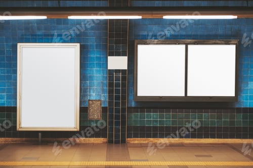 Preview: Blank posters mockup in a subway