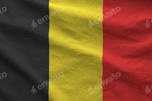 Preview: Belgium flag depicted on folded wavy fabric of old cloth