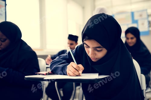 Preview: Muslim children studying in classroom