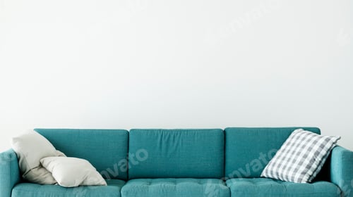 Preview: Comfortable couch with cushion isolated no people
