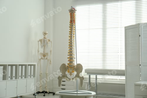 Preview: Human spine model on table in orthopedist's office