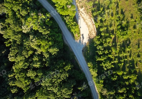 Preview: Drone shot aerial photography of country mountain road