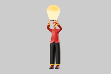 Preview: Man with floating sky lantern