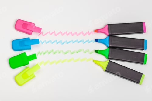 Preview: hand drawn colorful highlight stripes design elements