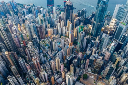 Preview: Central, Hong Kong 29 April 2019: Top view of Hong Kong downtown city
