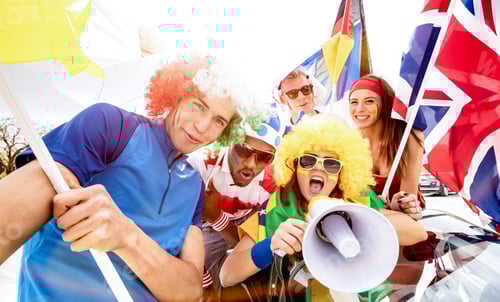 Preview: Football supporter fans friends cheering after soccer cup match