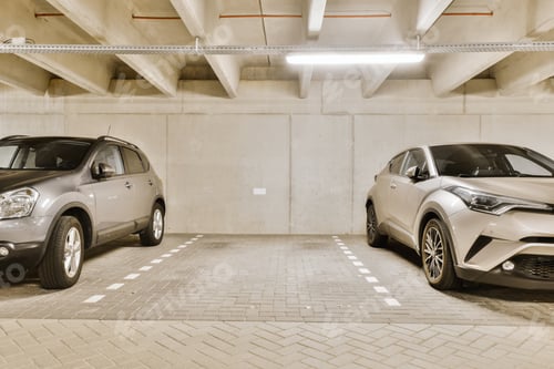 Preview: two cars parked in a parking garage