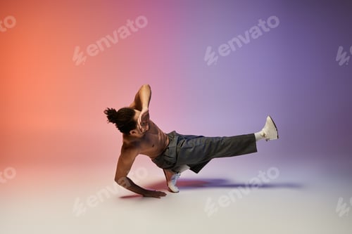 Preview: African american dancer in colorful studio