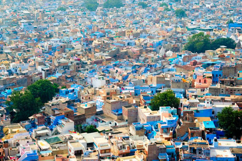 Preview: Aerial view of Jodhpur Blue City. Jodphur, Rajasthan, India
