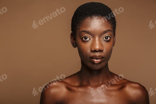 Preview: Beauty portrait of young half-naked african woman with short black hair