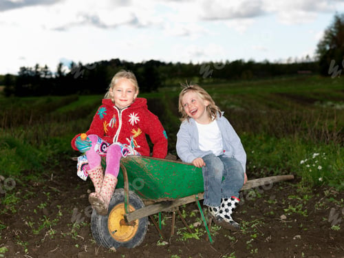 Preview: Brother and sister on wheelbarrow