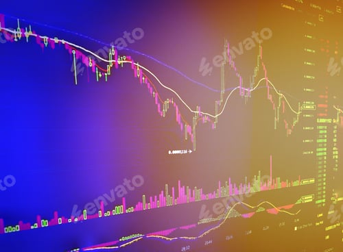 Preview: Candle stick graph charts of stock market investment track