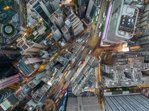 Preview: Causeway Bay, Hong Kong 30 January 2022: Top down view of Hong Kong city traffic
