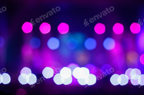Preview: blurred abstract purple bokeh background. Festive spotted glitter background. Blurry music performan