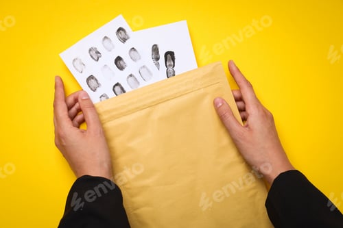 Preview: An envelope with fingerprints on a yellow background