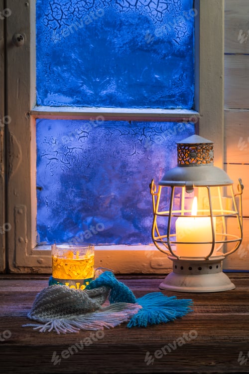 Preview: Hot tea in cold winter evening